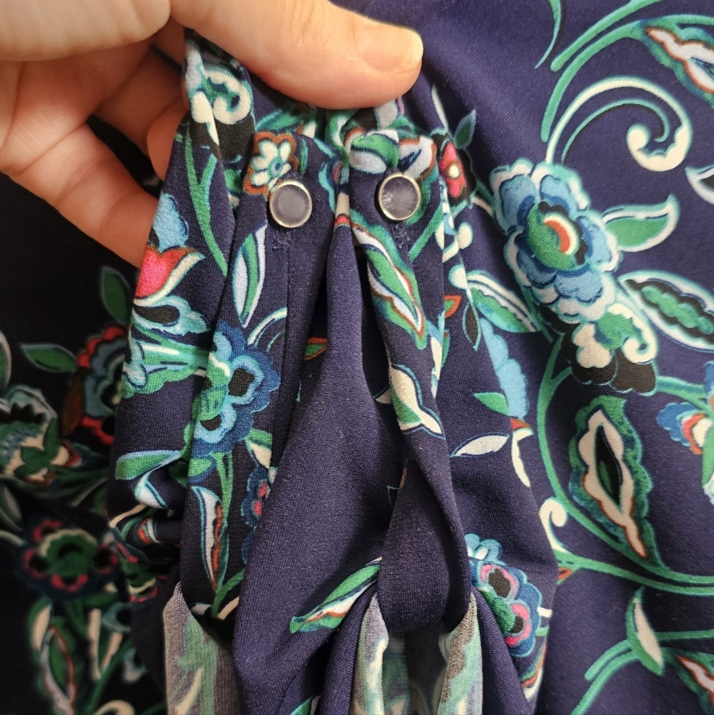 Chicos womens Floral V neck Tunic Blouse Top shirt 22 24w 3x 3xl Navy blue - Picture 5 of 9